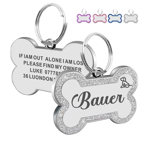 Custom Glitter Bone ID Tag