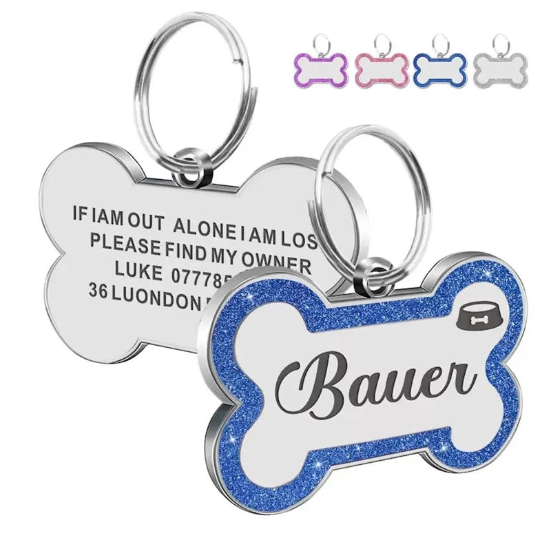Custom Glitter Bone ID Tag