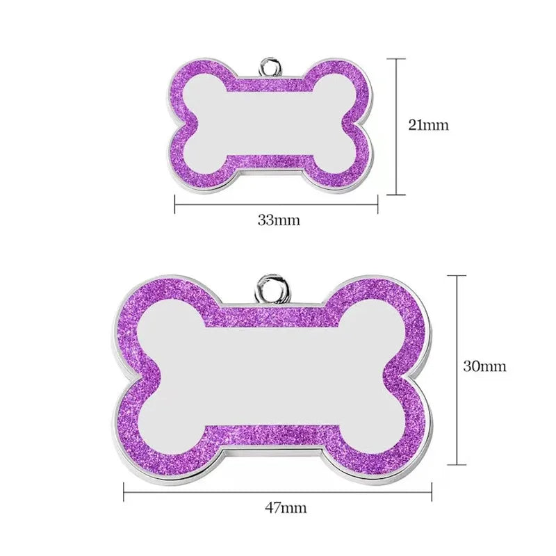 Custom Glitter Bone ID Tag