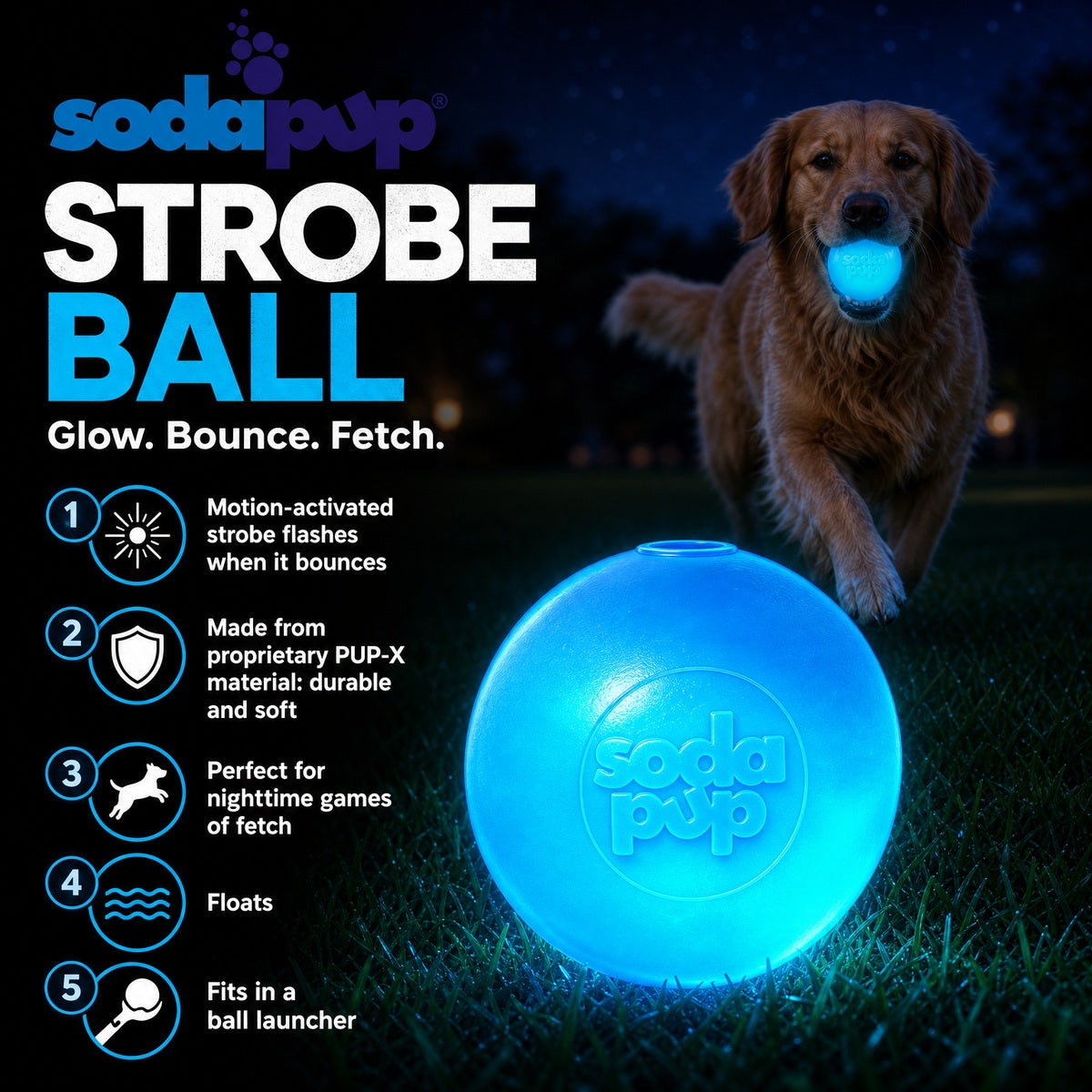 Strobe Ball Light-Up Dog Toy