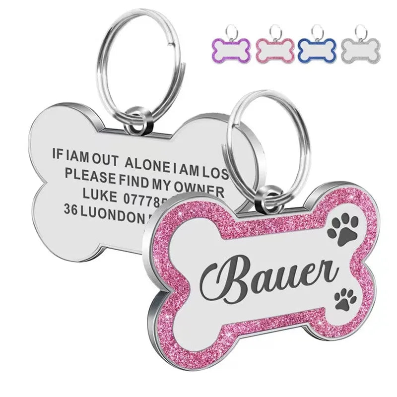 Custom Glitter Bone ID Tag