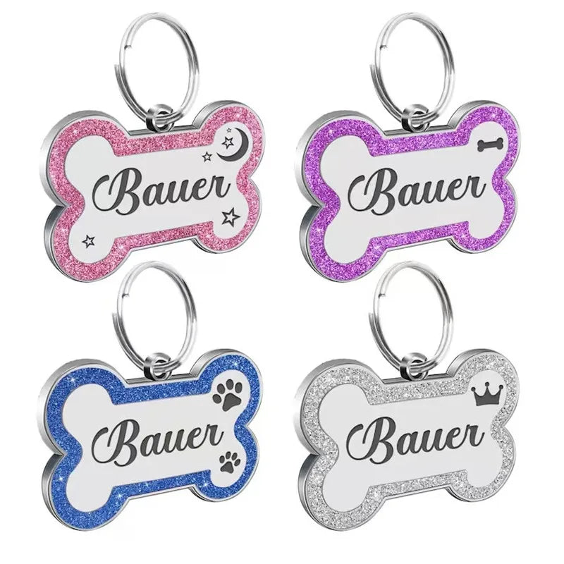 Custom Glitter Bone ID Tag
